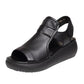 Real Soft Leather Roman Sandals Women's Summer Hollow Out Soft Bottom Non-slip Wear-resistant Black Cool Shoes