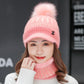 Scarf & Hat Set Women Winter Warm Pompoms Hat Knitted Soft Caps and Scarves