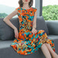 Printed Sleeveless Round Neck Dress Summer Loose Mid Length Women's Skirt