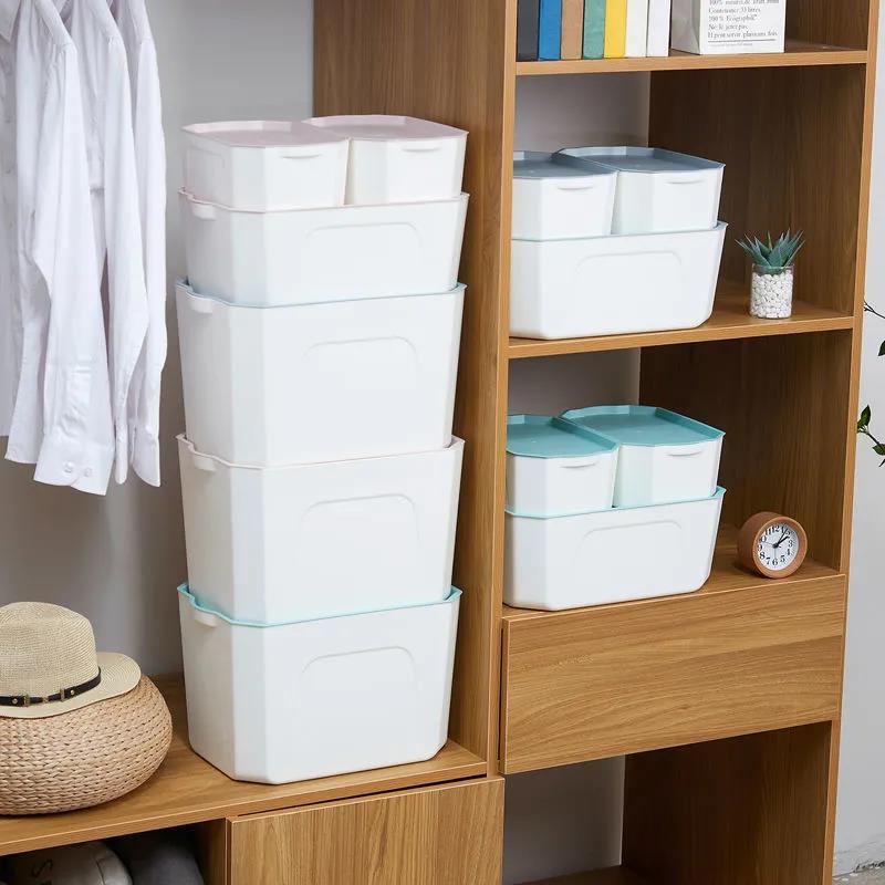 Desktop Storage Box Clothes Toy Plastic Finishing Box Household Clothing Storage Box with Cover Large Storage Box
