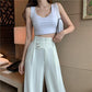 Flared Pants Women Fashion Plus Size Loose Casual Trousers Spring Autumn Women Bottoms Black White