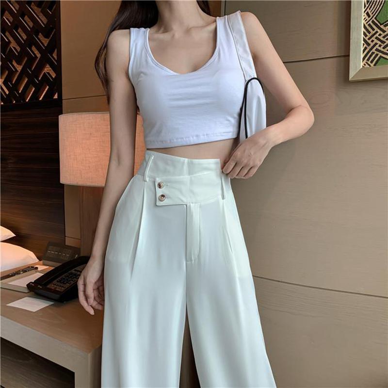 Flared Pants Women Fashion Plus Size Loose Casual Trousers Spring Autumn Women Bottoms Black White