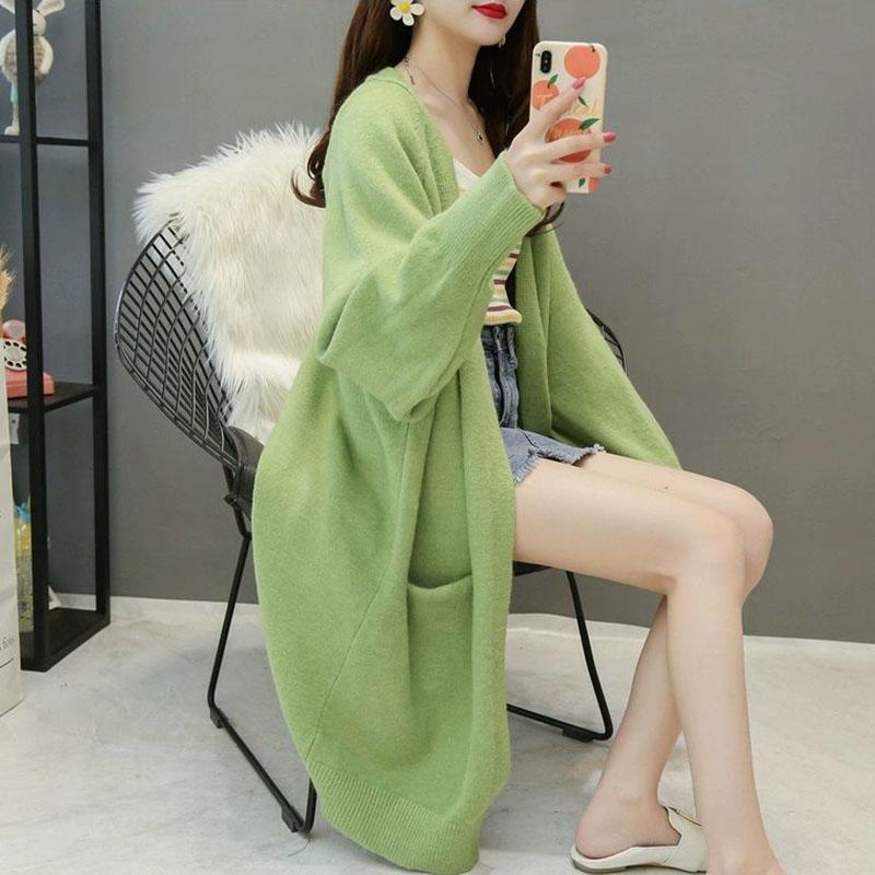 Mid-length Cardigan Sweater Spring and Autumn Loose Outer Tops Spring Casual Knitted Women's Jacket