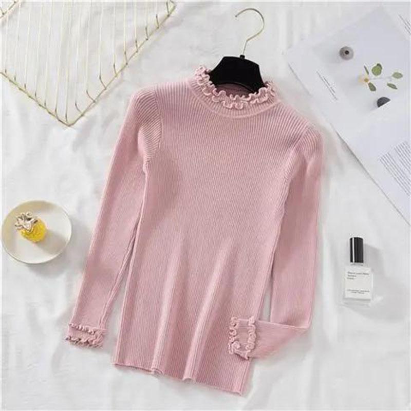 Turtleneck Sweater Women Casual Basic Ribbed Knitted Pullover Sweater 2020 Autumn Winter Clothes Sweaters Knitting Tops