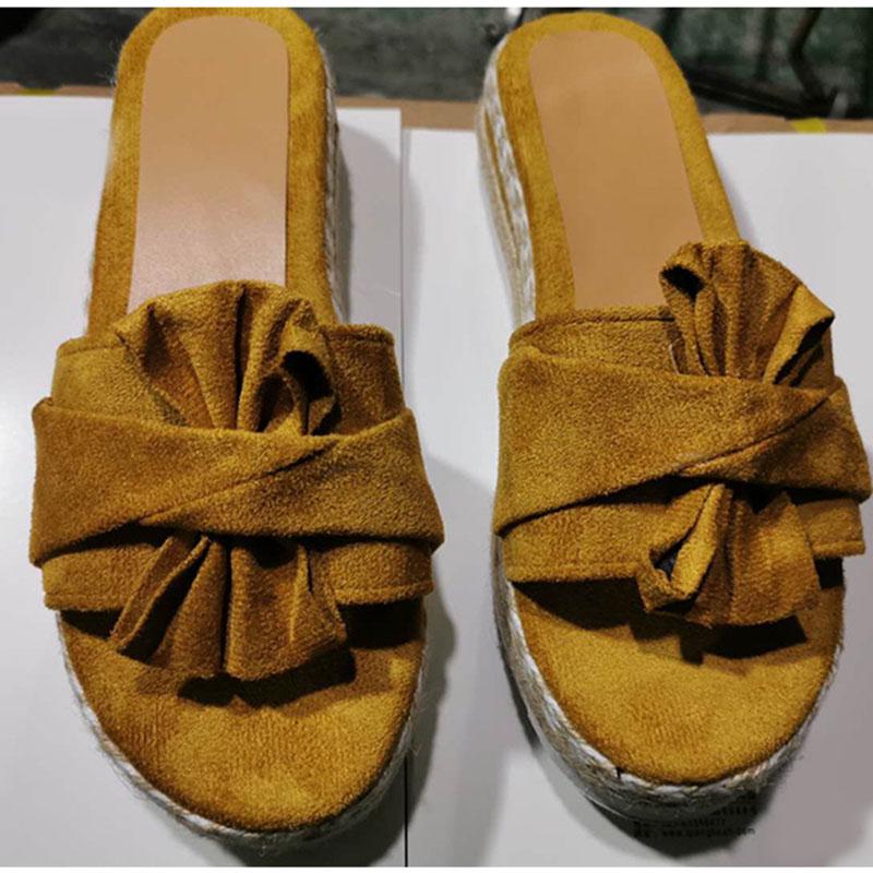Slippers Women Slides Summer Bow Summer Sandals Bow -Knot Slippers With Thick Soles Platform Female Floral Beach Shoes