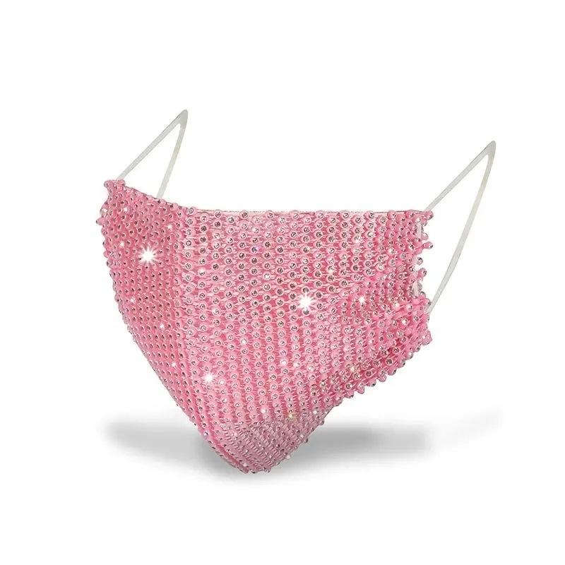 Women's Crystal Rhinestone Decorative Mask Luxury Diamond Face Mask Elastic Adult Masks Rhinestone Mask Steetwear Facial Mouth Mask