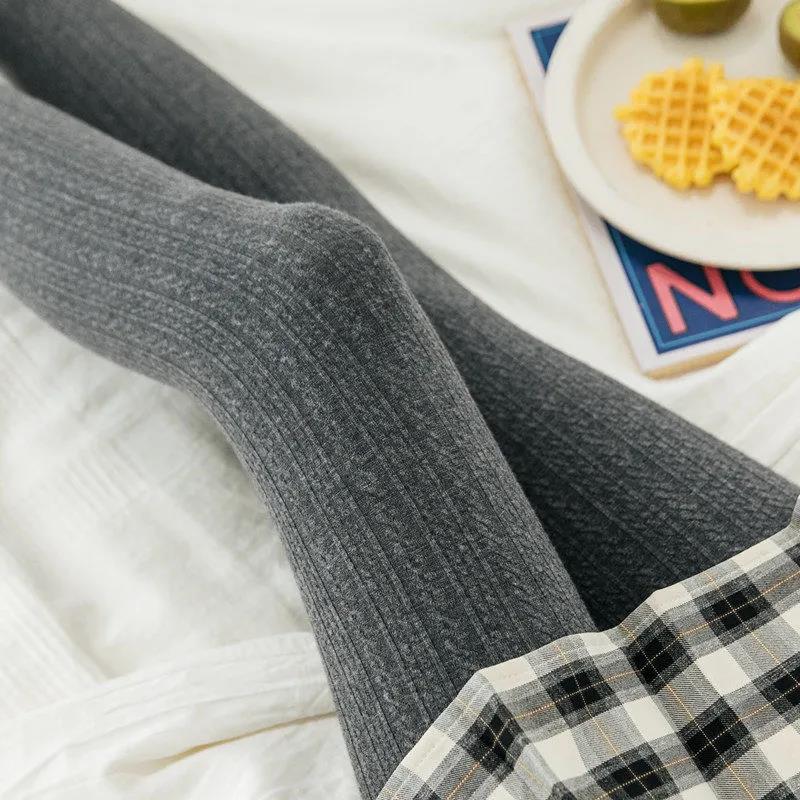 Knitted Twist Leggings Women's Spring and Autumn Thin Pantyhose White Gray Coffee Color Stepping Pants Nine-point Bottoming Socks Stretch Pants
