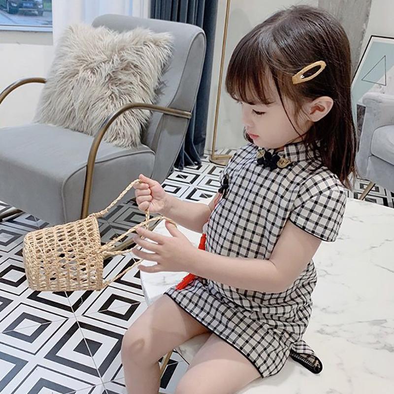 Children's Clothing Girls Spring and Summer Children's Self-cultivation Cheongsam Dress Princess Dress Chinese Style Retro Dress