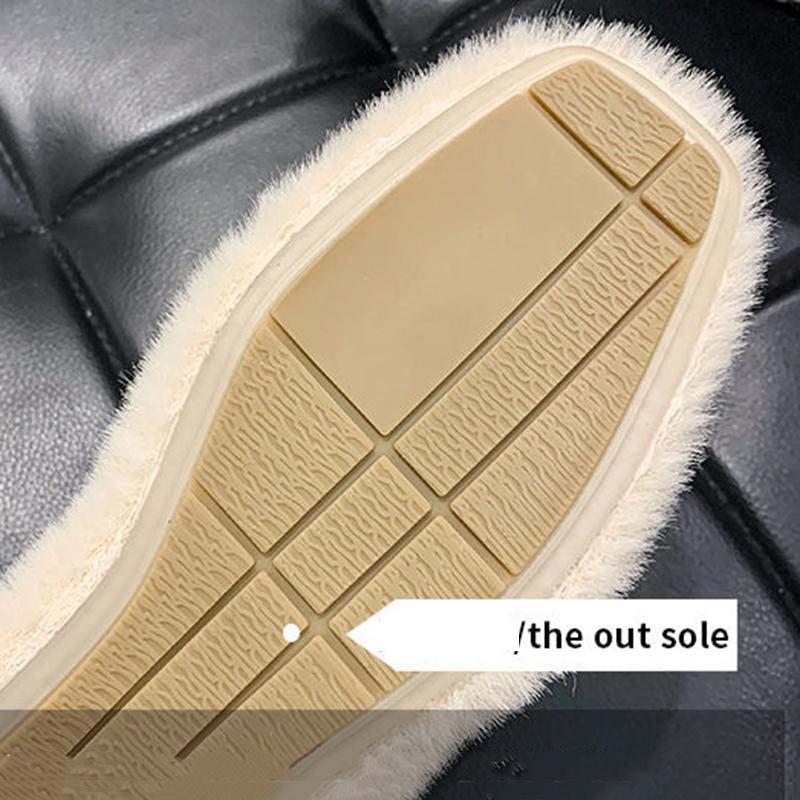 Temperament Women's Shoes Plus Velvet Winter All-match Flat-bottomed Thick-soled Cotton Shoes Thickened One-pedal Fur Shoes Moccasin Shoes