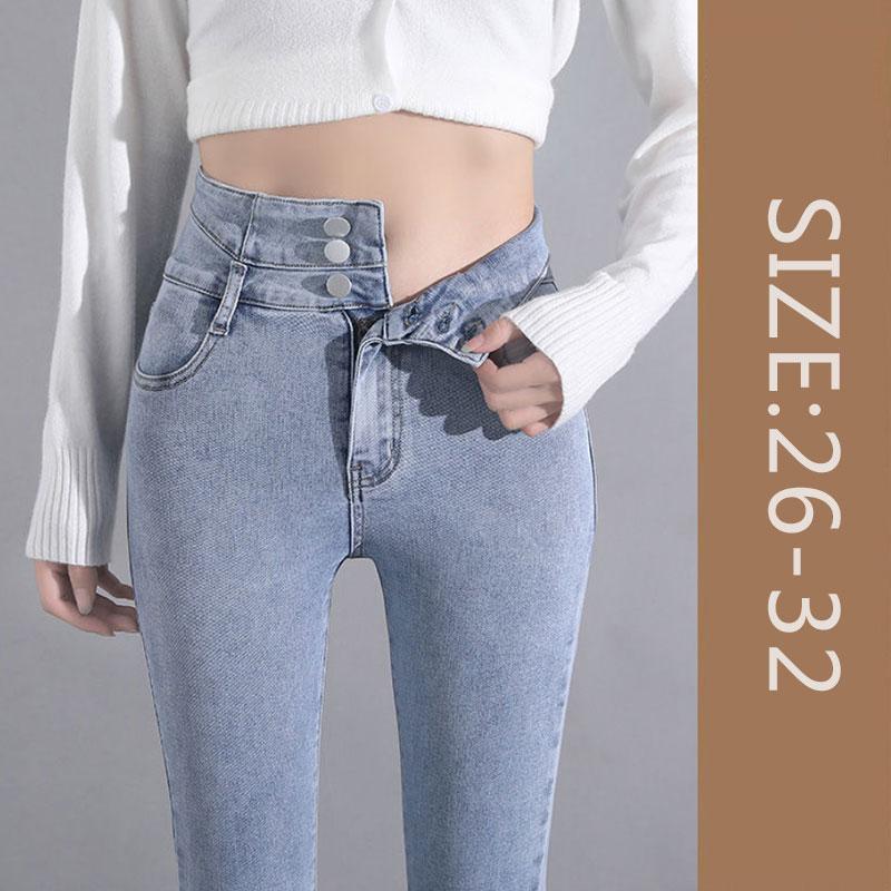 Women's High-waisted Skinny Jeans Spring and Autumn Elastic Tight-fitting Show Tall and Thin Outer Wear Pencil Pants Causal Nine-point Pants