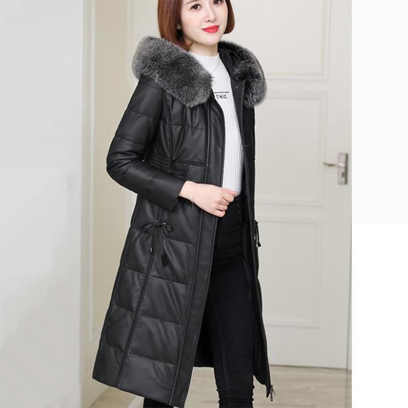 Women's Solid Color Embroidered Down Jacket Mid-length Korean Style Loose Thick Coat Warm Cotton Coat Large Fur Collar Winter Quilted Jacket