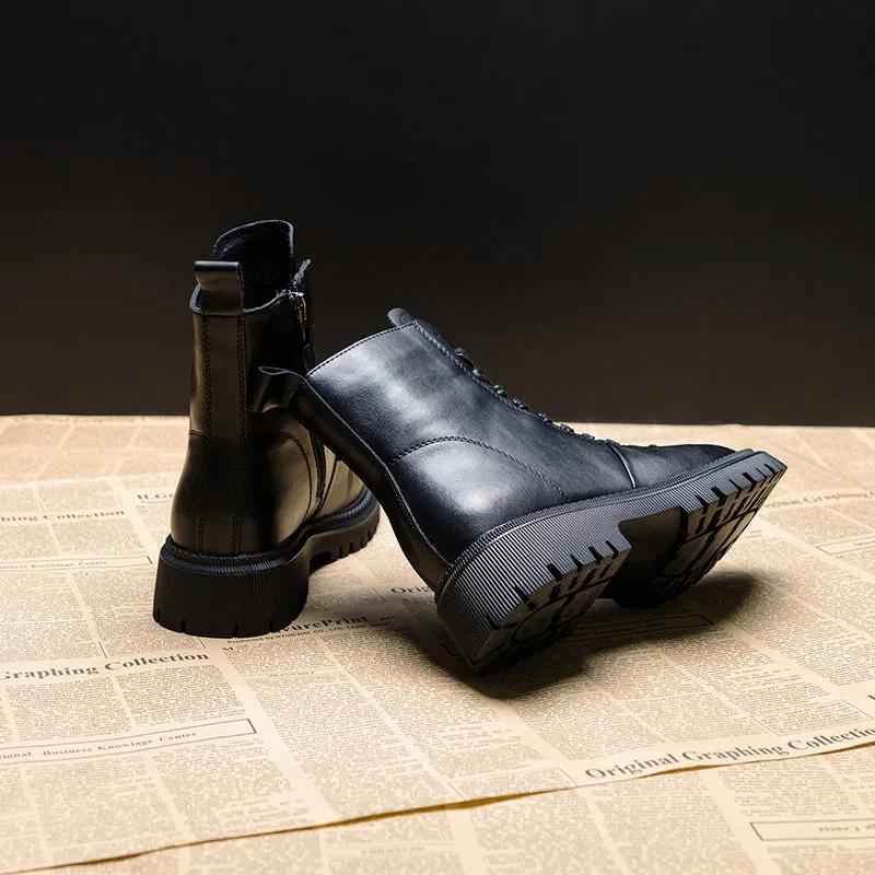 Retro Brown Martin Boots Women Autumn and Winter British Style Leather All-match Thick-soled Short Boots Women Plus Velvet Waterproof Boots