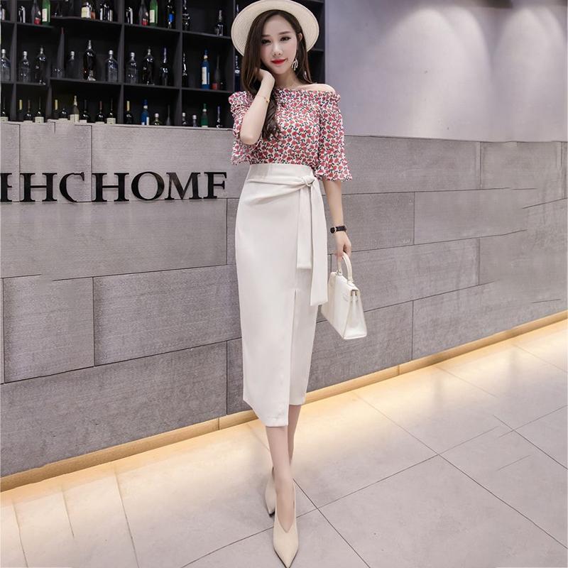 Women Sexy Irregular Bow Tight High WaistHip Skirt Mid-calf Split Zipper Club Casual Home Office