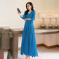 Chiffon Dress Spring and Autumn Chiffon Short-sleeved Dress Female Temperament Slim Slimming Long Skirt Female Plus Size Dance Skirt