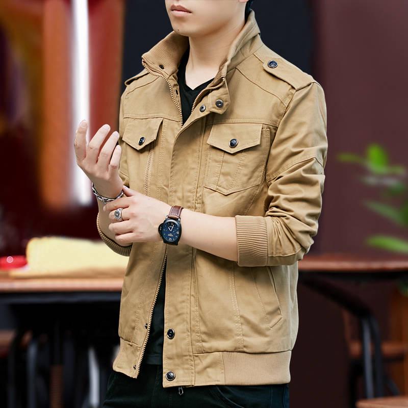 2019 Casual Jacket M-45XL Men Autumn Outerwear Mandarin Collar Clothing Male Bomber Jacket