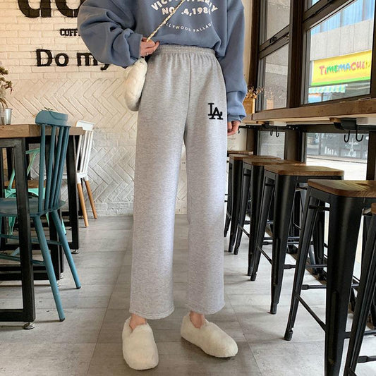 Sports Pants Women's Trend Autumn Harajuku Style Female Students Korean Style Loose and Thin Wide-leg Casual Pants Women