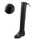35-42 Size Women Thigh High Flat Boots Black Leather Boots Winter Fall Shoes Velvet Warm Over The Knee Fur Boots