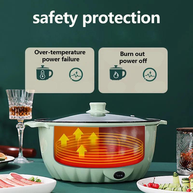 800W 24cm Electric Heat Pot Small Frying Pan Non-stick Pot Multi-function Electric Skillet Wok for 2-3 People
