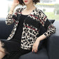Women's Printed Wool Cardigan Thin Knitted Leopard Cardigan All-match Short  V-neck Knit Jacket Outwear