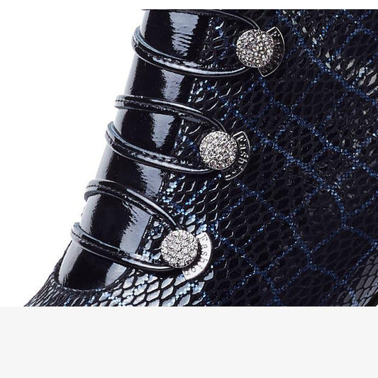 Customized Big Size Chelsea Boots Leather Short Ankle Boots Women Zipper Studded Martin Snow Booties