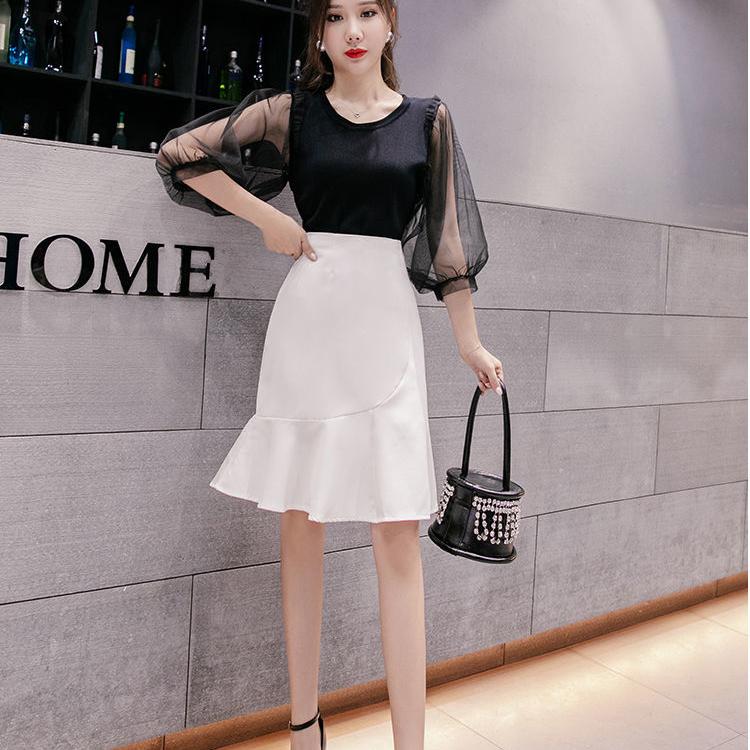 Mermaid Skirt Women Sexy Tight A-line Pleated Skirt Hip Skirt  Elastic Waist Club Casual Home Office