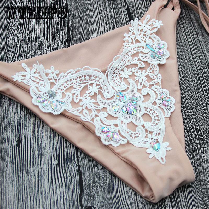 WTEMPO Sexy sequined lace bikini split sexy strap swimwear