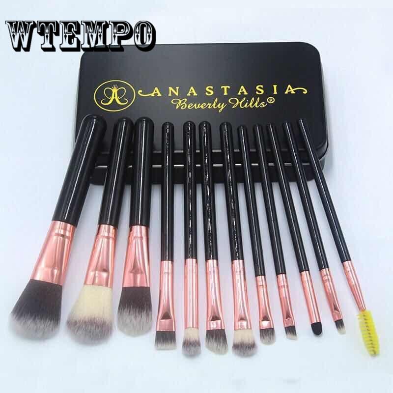 12Pcs Professional Eyes Makeup Brushes Set Wood Handle Eyeliner Blending Powder Smudge Brush