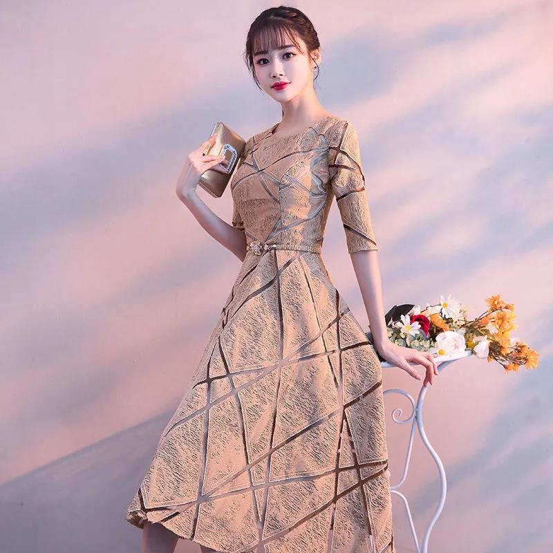 Evening Dress Female Temperament Birthday Mini Dress Mid-length Banquet Noble Toast Dress Host Dress