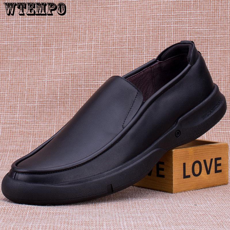 Casual Shoes Leisure Men Genuine Leather Slip on Non-slip Rubber Sole Comfortable