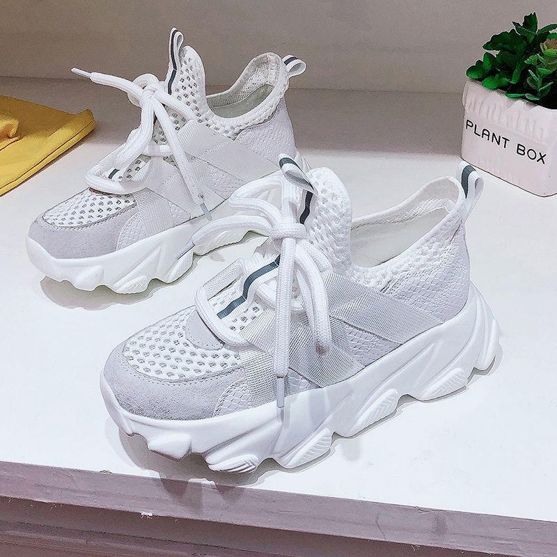 Spring  Summer Mesh Hollow Breathable Women's Shoes Flat Casual Sports Shoes Female Students Korean Wild Shoes