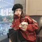 Woman Long Sleeve Red  Autumn Winter Christmas Deer Sweater O-neck Pullover Tops Women