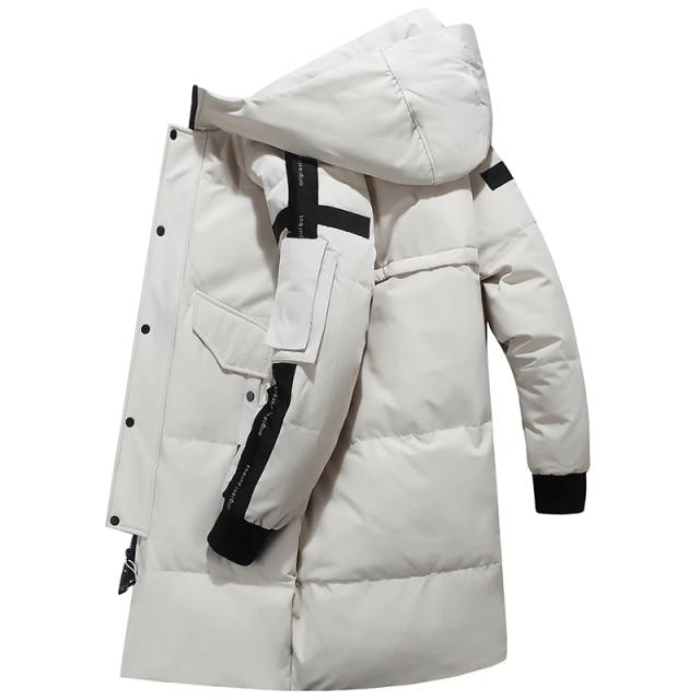 Winter Men's Down Jacket Hooded Fashion Long Down Jacket Men's Windproof and Waterproof Thick Warmth Men's Parka Coat