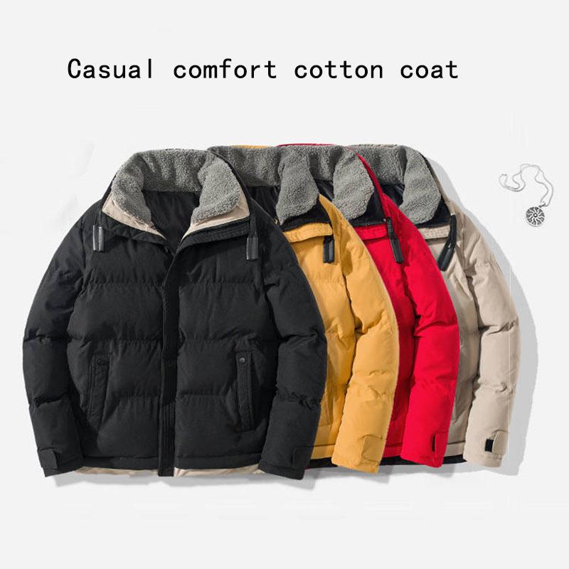 Winter Warm Coat Men Thick Streetwear Jacket Man Cotton Parka Fleece Stand Collar Overcoat