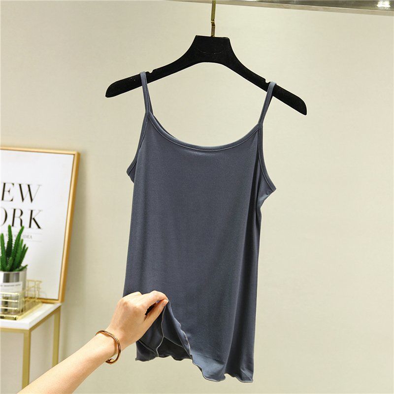 Solid Color Sling Female Summer Sexy Slim Vest Wear  T-shirt Bottoming Shirt Tops