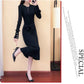 Spring and Autumn Jacket Long Sleeve Round Neck Casual Clothes Fashion Casual Pure Color Sweater Dress