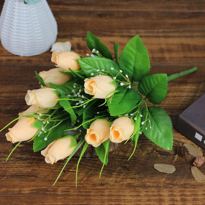 Single Fake Flower Simulation Bouquet Plastic Flower Rose Flower Small Bunch Fabric Decoration Flower Arrangement Flower Silk Flower
