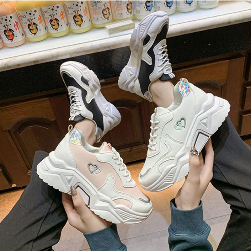 Thick-soled Heightened Comfortable Sneakers for Female Students Korean Version of All-match College Style Old Shoes