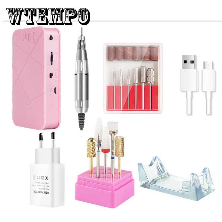 Electric Manicure Machine Nail Drill Bit Pen Gel Polish File Mill Step Up USB Cable