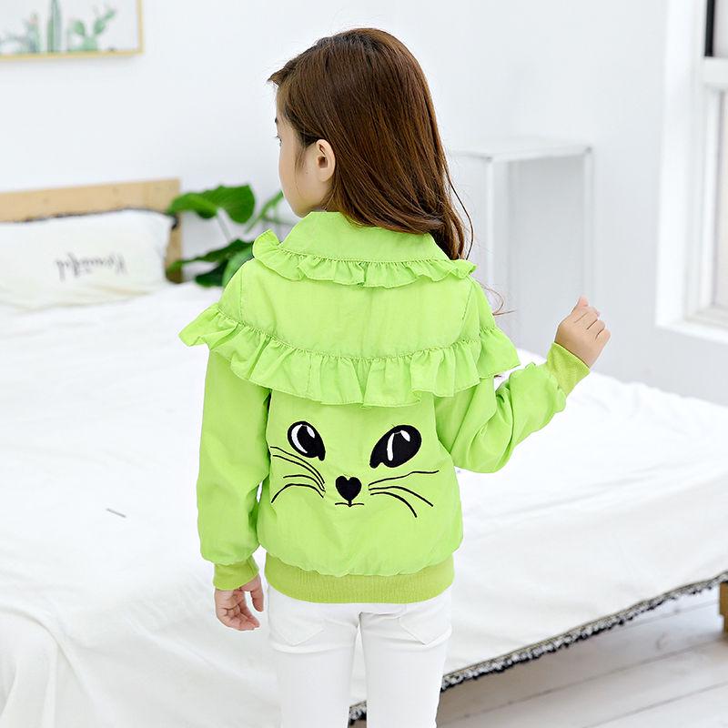 Coat Autumn Girls Children Cartoon Cat Jacket Zipper Hooded Jacket Coat