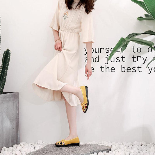 Women's Cloth Shoes Flat Bottom Summer Breathable Round Toe Women's Shoes