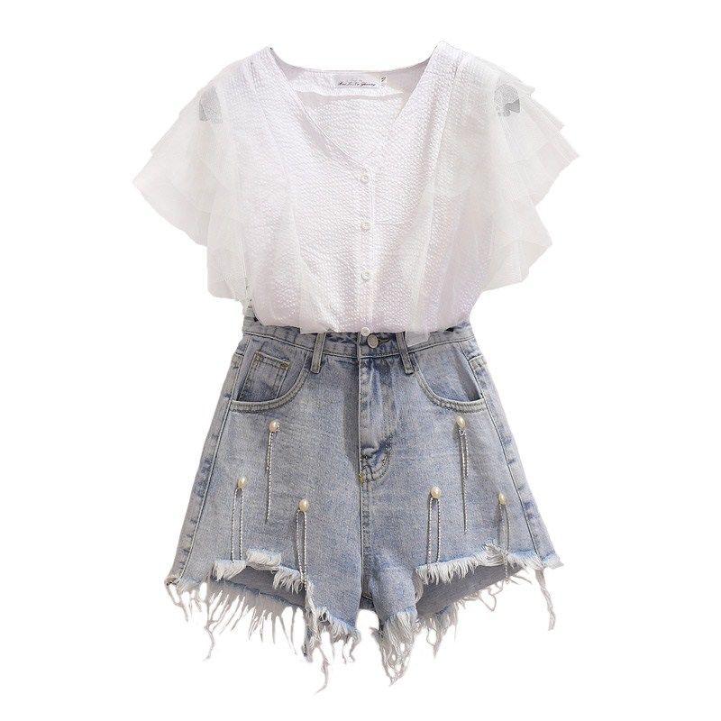 Shorts Women Jeans Denim Ripped Shorts Casual Solid High Waist Sexy Short Pants