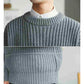 Fall Men's Sweater Trend Solid Color Loose Round Neck Sweater Men's Pullover Thick Line Long-sleeved Top