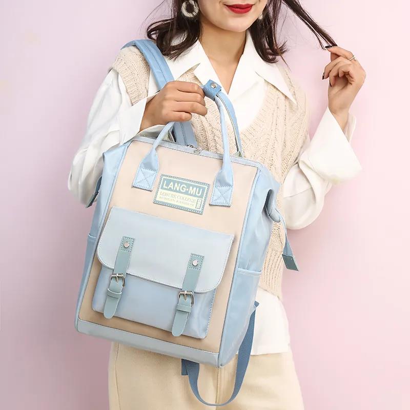 Fashion Fashion Mommy Contrast Color Travel Backpack Super Fire Double Shoulder Bag Tide Brand Mother and Baby Backpack Pregnant Mother Backpack