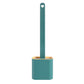 Toilet Brush Water Leak Proof with Base Silicone Wc Flat Head Flexible Soft Bristles Brush with Quick Drying Holder Set