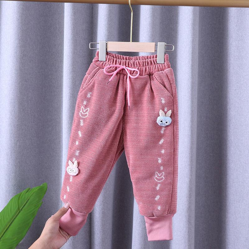 Girls Winter Pants Plus Velvet Thick Cotton Trousers Baby Winter Harem Pants Children's Trousers