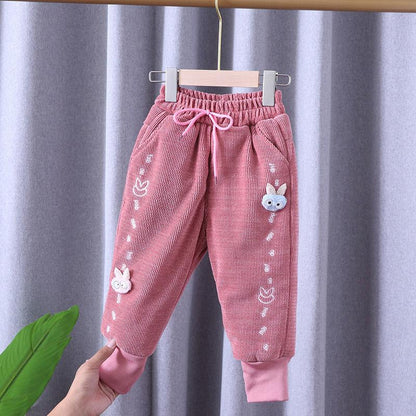 Girls Winter Pants Plus Velvet Thick Cotton Trousers Baby Winter Harem Pants Children's Trousers