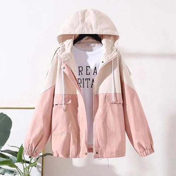 Women's Autumn Large Size Casual Hooded Coats Spring Casual Long Sleeve Loose Zipper Jackets