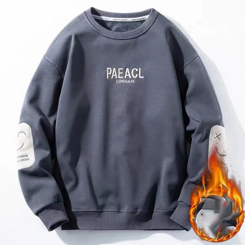 Plus Velvet Thickened Round Neck Sweater Men's Loose Youth Youth Autumn Warm Bottoming Sweatshirts