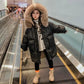 Girls' Down Jacket Mid-length Winter Children's  Winter Jacket Warm Clothes with Fur Collar