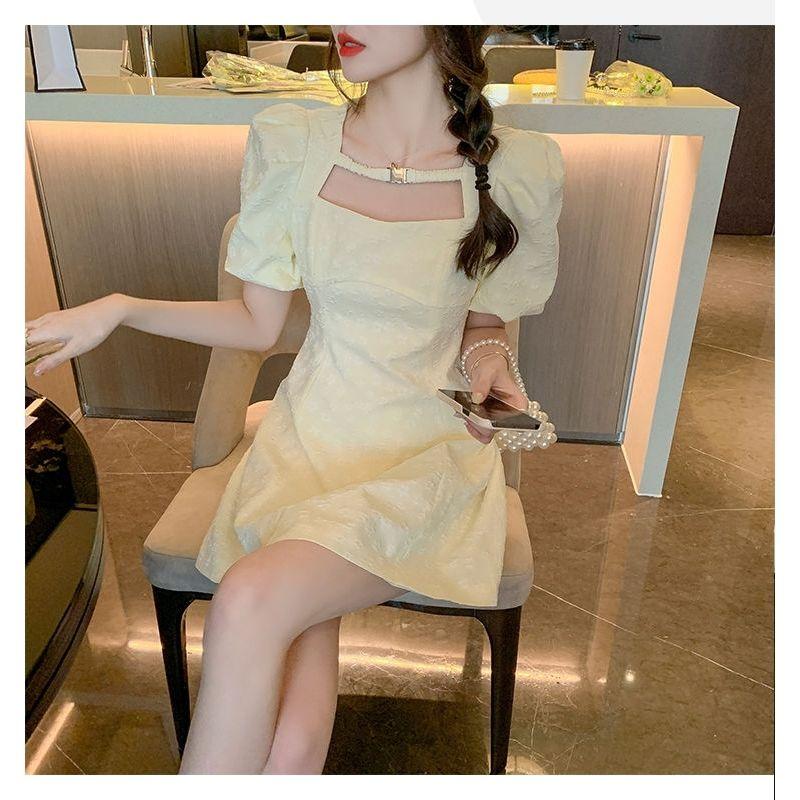 French Sweet Puff Sleeve Princess Dress Ladies Summer Style Small Short Sleeve Dress